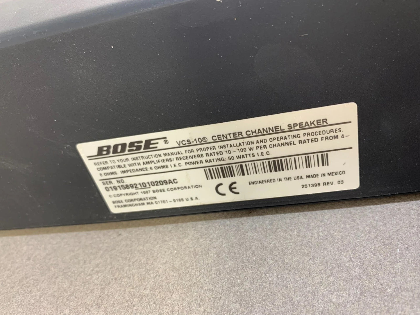 Bose VCS-10 Center Channel Cube Speaker (Black)