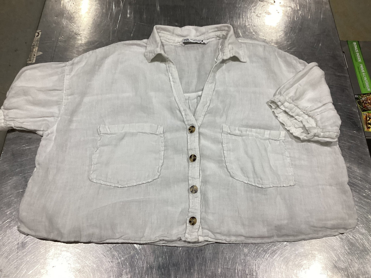 Zara White Linen Blouse