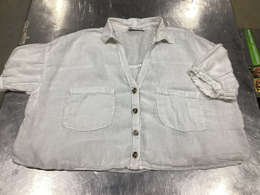 Zara White Linen Blouse