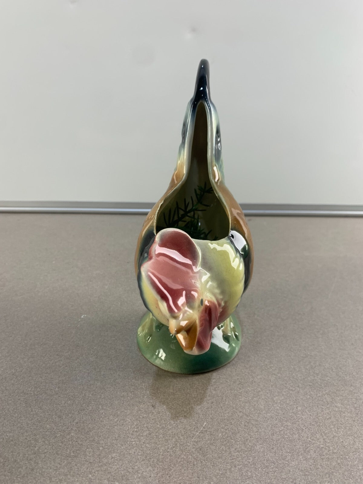 Vintage Royal Copley Ceramic Glazed Pottery Chicken Planter Farmhouse Rustic