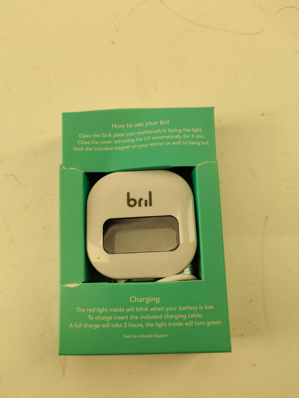 Bril UV-C Toothbrush Sanitizer Portable Sterilizer Cover Holder and Case (White)