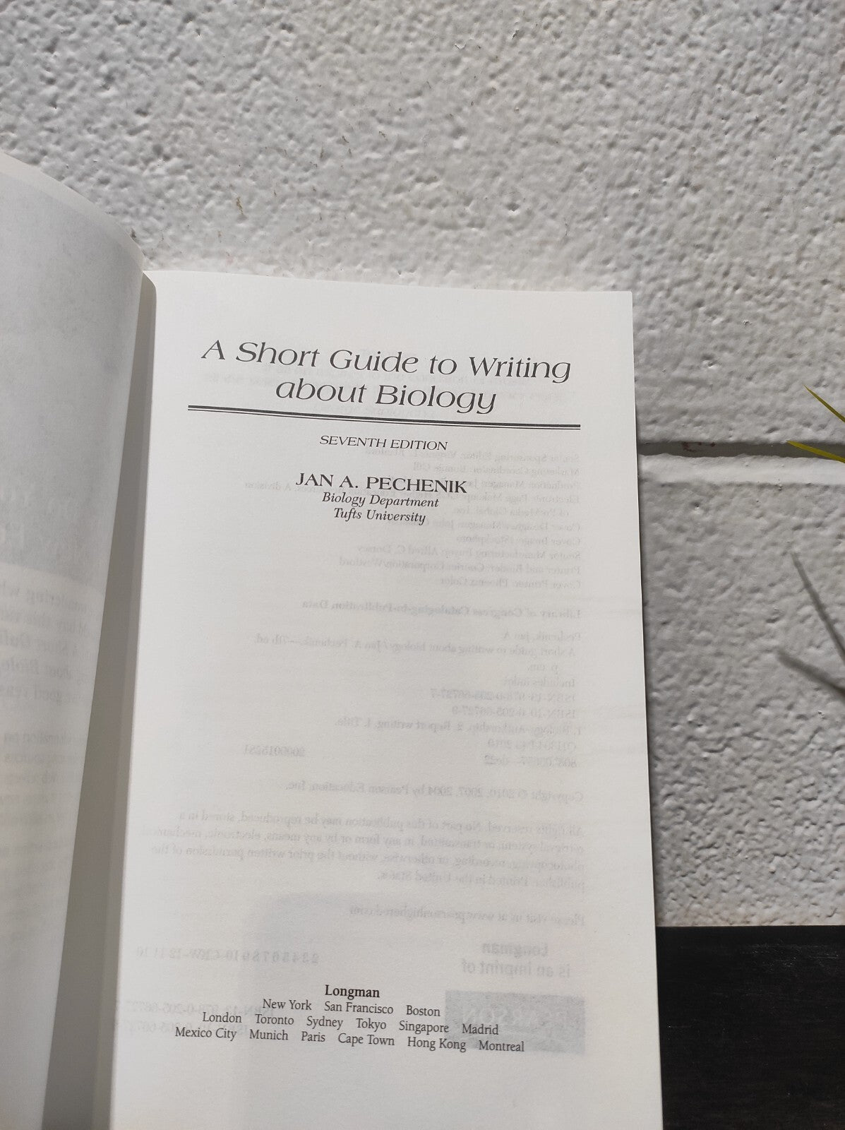 A SHORT GUIDE TO WRITING ABOUT BIOLOGY By Jan A. Pechenik