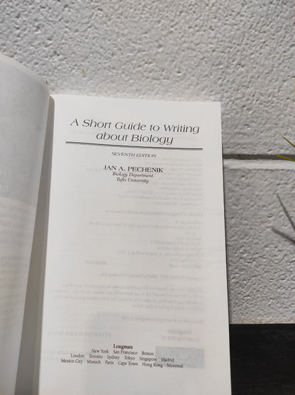 A SHORT GUIDE TO WRITING ABOUT BIOLOGY By Jan A. Pechenik