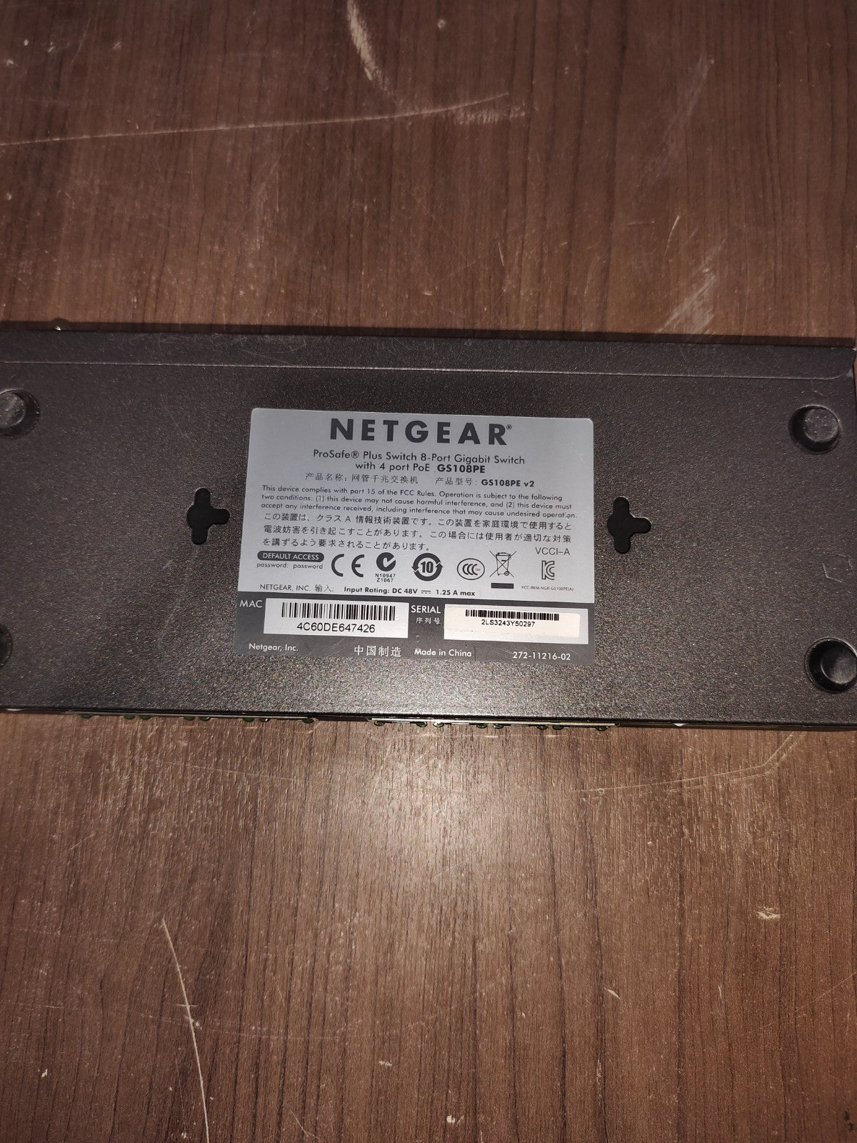 NETGEAR ProSafe 8-Port Ethernet Plus Switch With 4 Port POE - Model - GS108PE