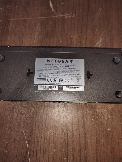 NETGEAR ProSafe 8-Port Ethernet Plus Switch With 4 Port POE - Model - GS108PE