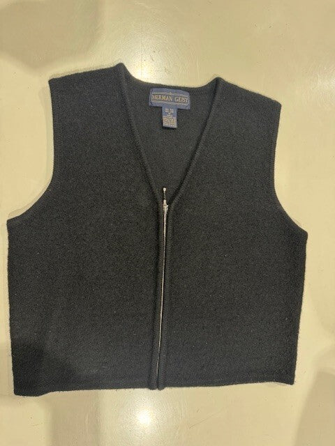 Black Cotton Zipper Vest