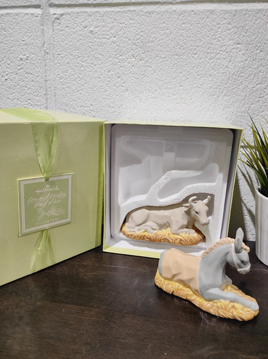 Hallmark Donkey Cow Nativity Ceramic Figurines