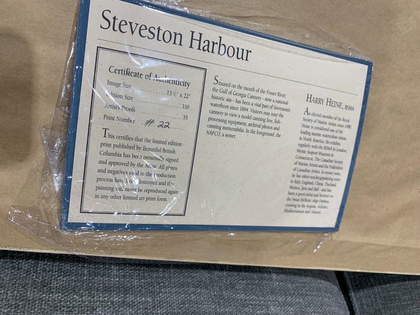 "Steveston Harbour" Painting by Harry Heine, 22/350