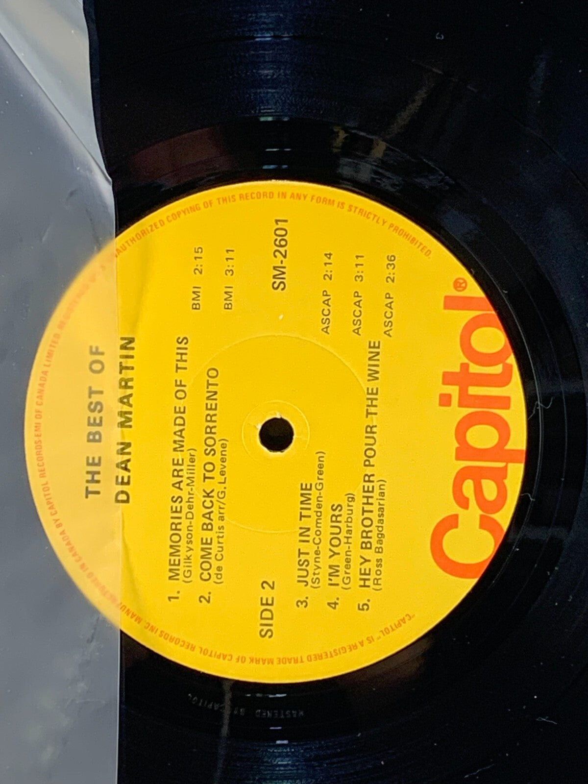 Dean Martin LP The Best Of Dean martin On Capitol - Vg