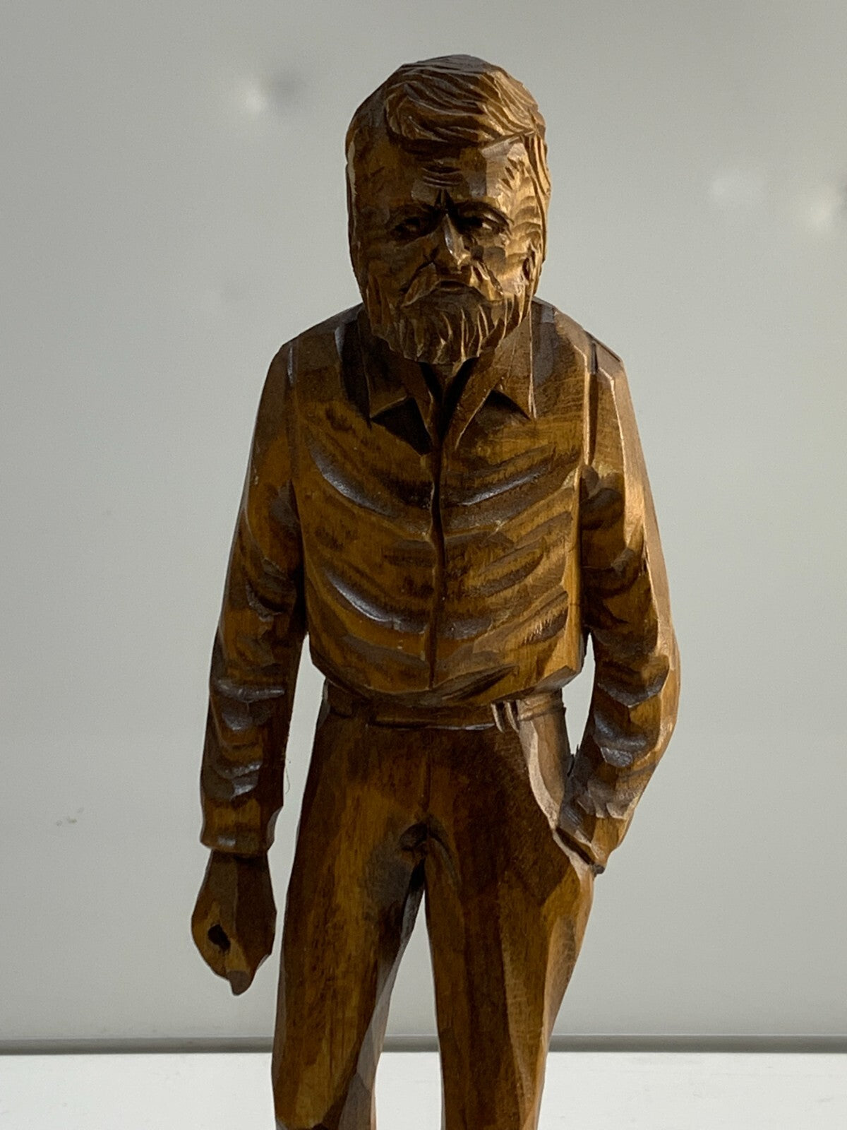 Vintage Canadian Wood Carved Old Man Figurine