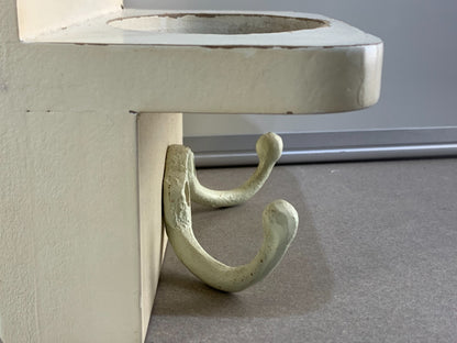 French Savon Des Gentils Bebes Small Wood Shelf W/ Tile Display and Coat Hangers