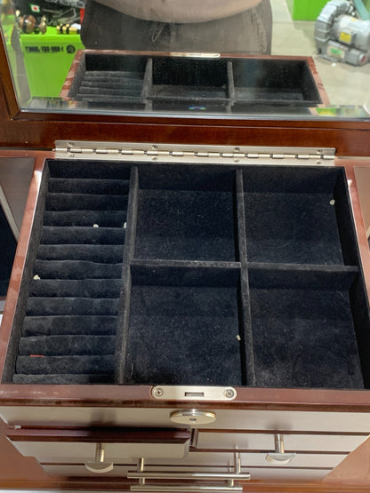 Arolly Large Wood Finish Jewelry Box Chest W/ Four Storage Compartments Storage