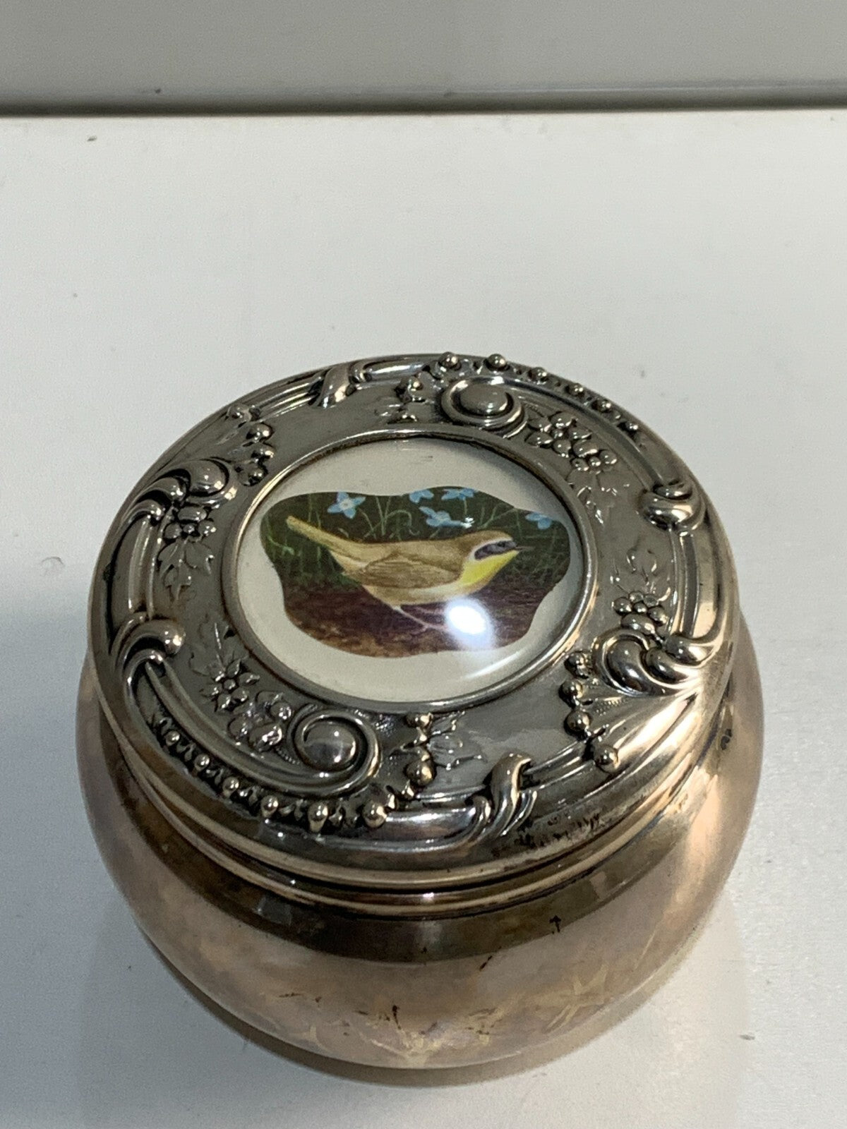 ANTIQUE J.E.CALDWELL STERLING SILVER REPOUSSE CANISTER, POWDER JAR, TOBACCO CAN