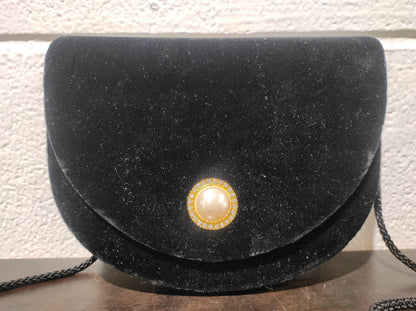 Carolyne Barton Night Black Velvet Evening Bag Purse Clutch