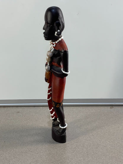 African Art - Maasai Warrior Hand Carved Wood Statue Sculpture