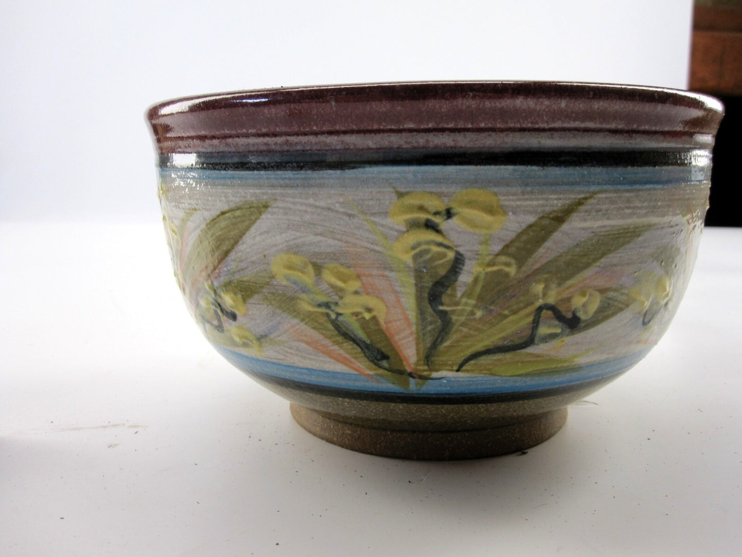 Floral Handmade Romanick Pottery Bowl