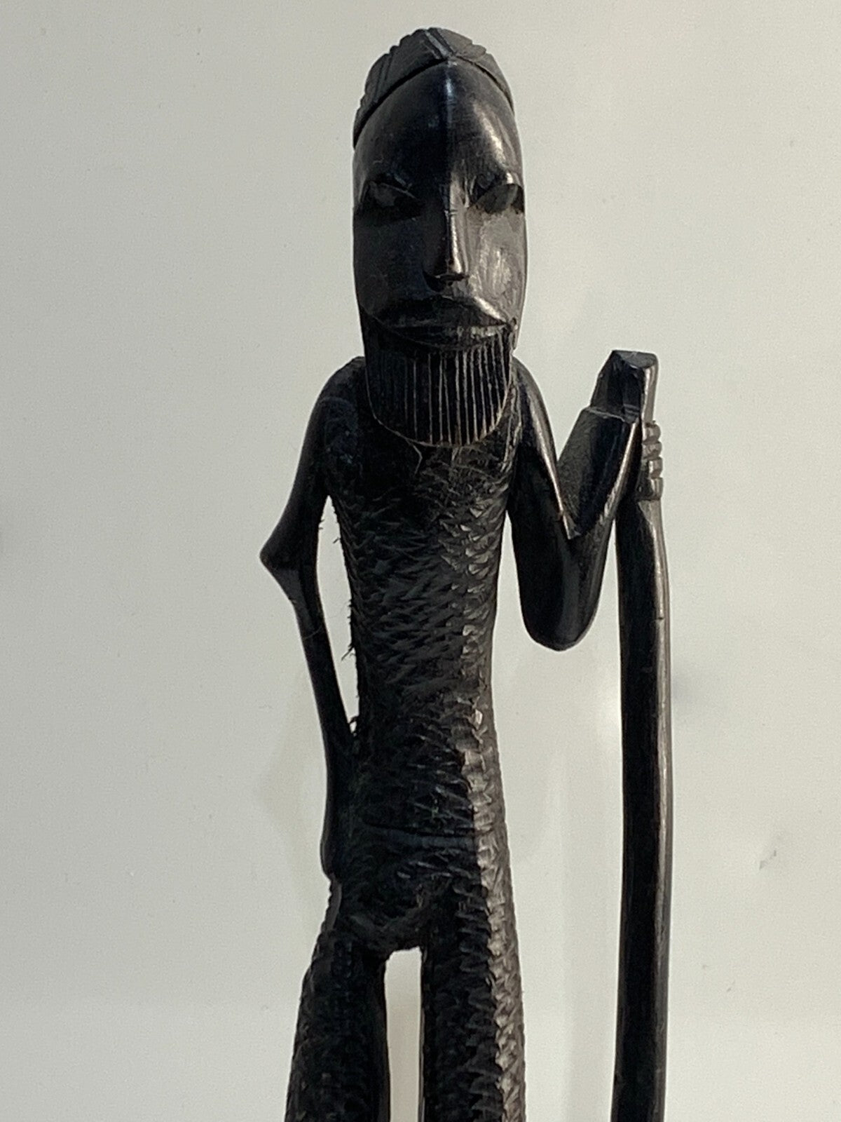 VINTAGE WOOD SCULPTURE - MOTIVE MAN WITH CANE - AFRICA/KENYA.