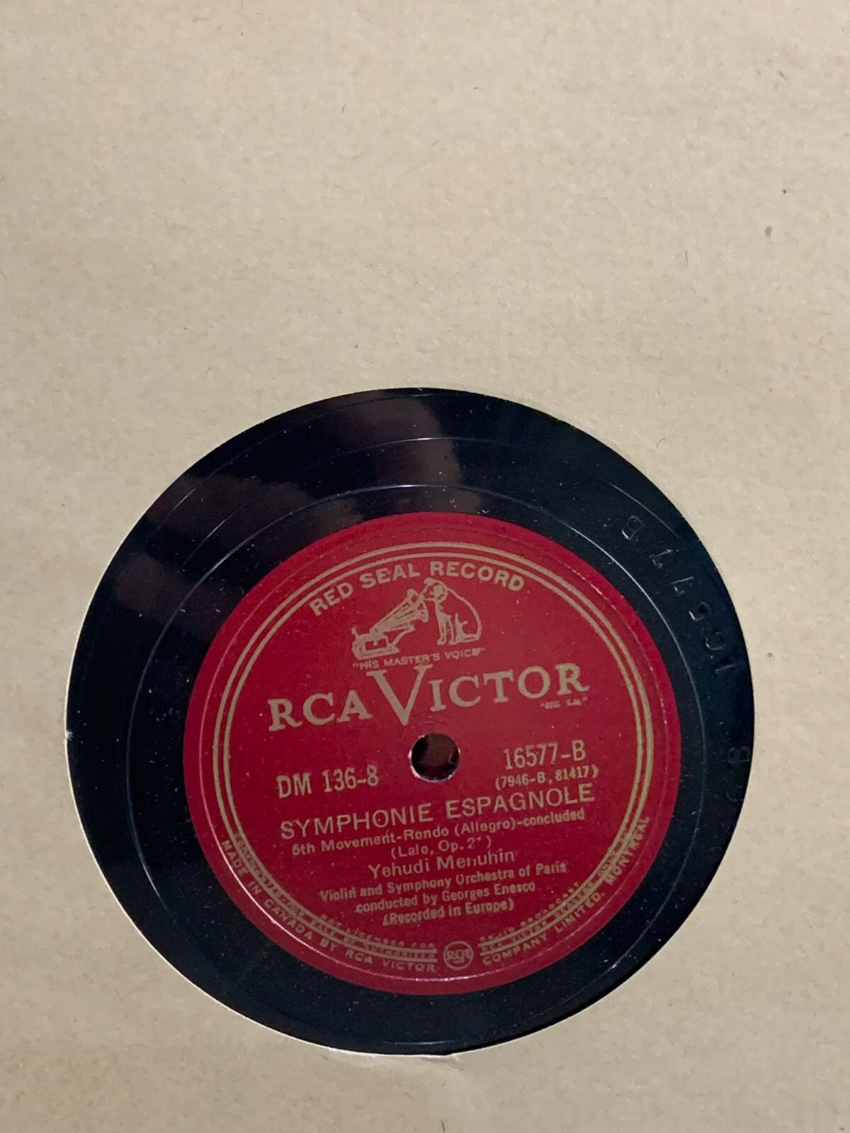 Georges Enesco - Symphonie Espagnole - RCA Victor DM136 EX