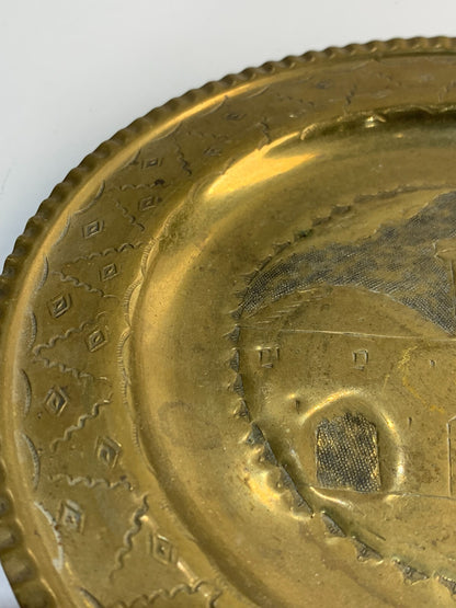 Brass plate Handmade engraved picture with a Arabic palace on it.
