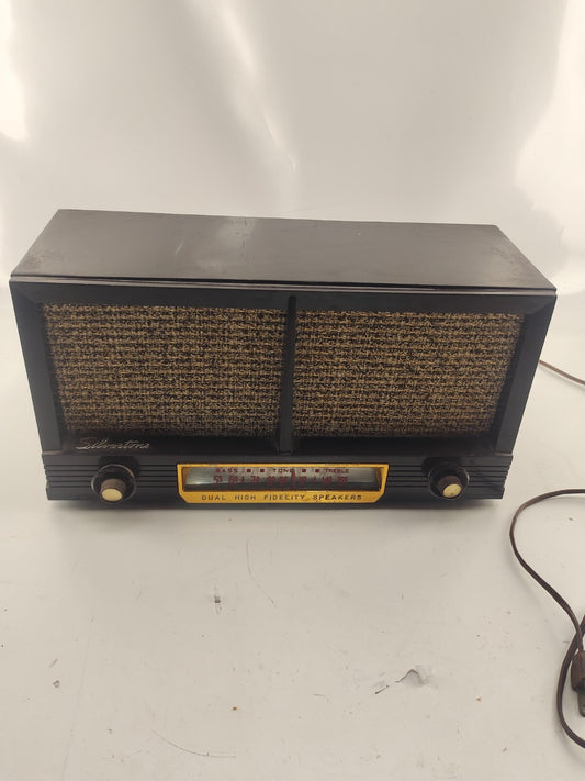 Silvertone Radio  With Dual High Fidelity Speakers, 8013 Brown