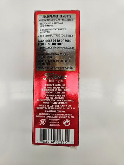 3 Titleist DT Solo Long Distance Golf Balls