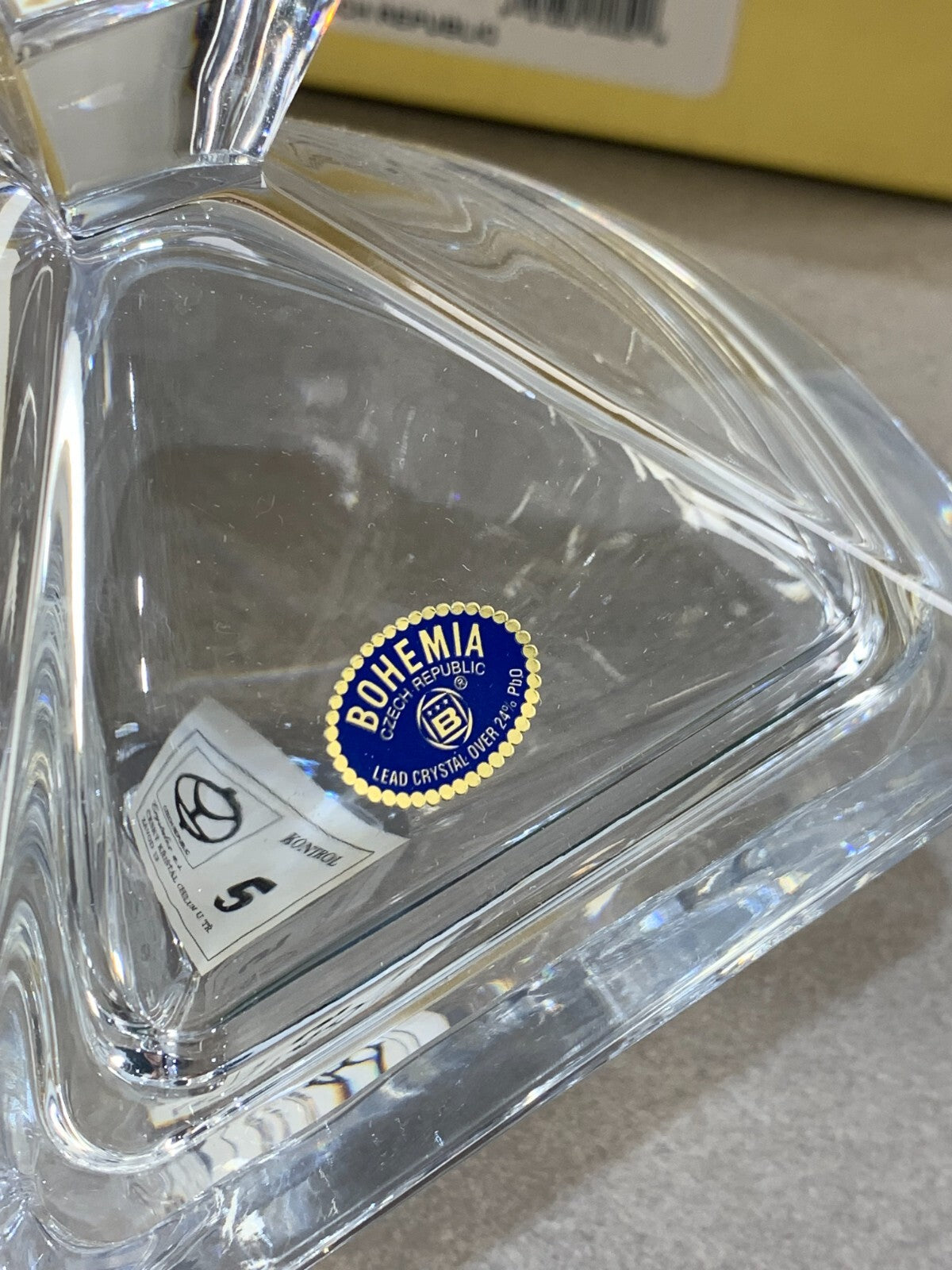 Vintage Bohemian Czech Clear 24% Lead COMET- CANDY BOX 7"