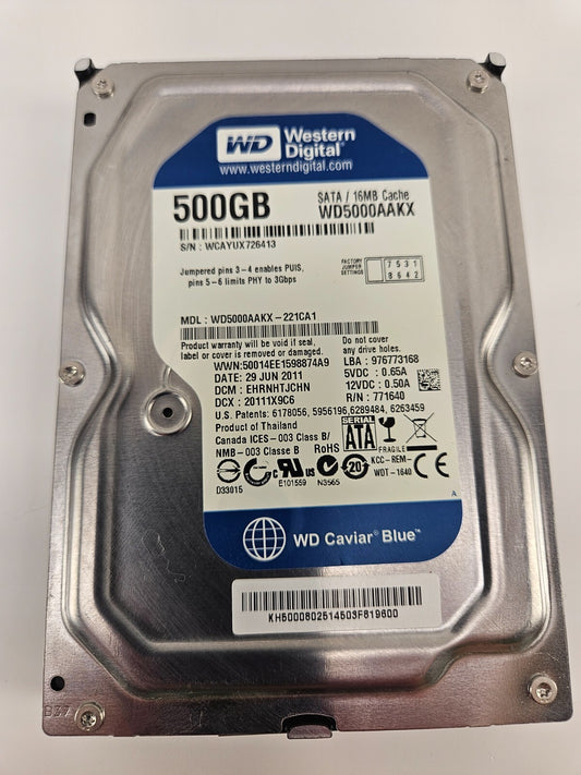 Western Digital WD Blue WD5000AAKX 500 GB SATA III 3.5 in Hard Drive