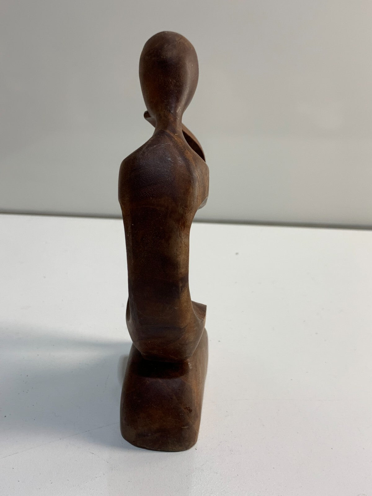 " Wooden Abstract Sculpture Hand Carved Thinking Statue Wood Figurine Thinker