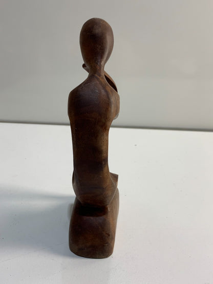 " Wooden Abstract Sculpture Hand Carved Thinking Statue Wood Figurine Thinker