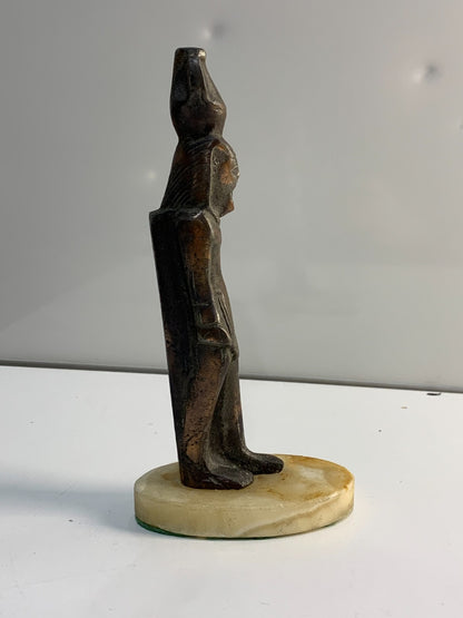 Vintage Brass Egyptian Pharaoh Statue MARBLE BASE