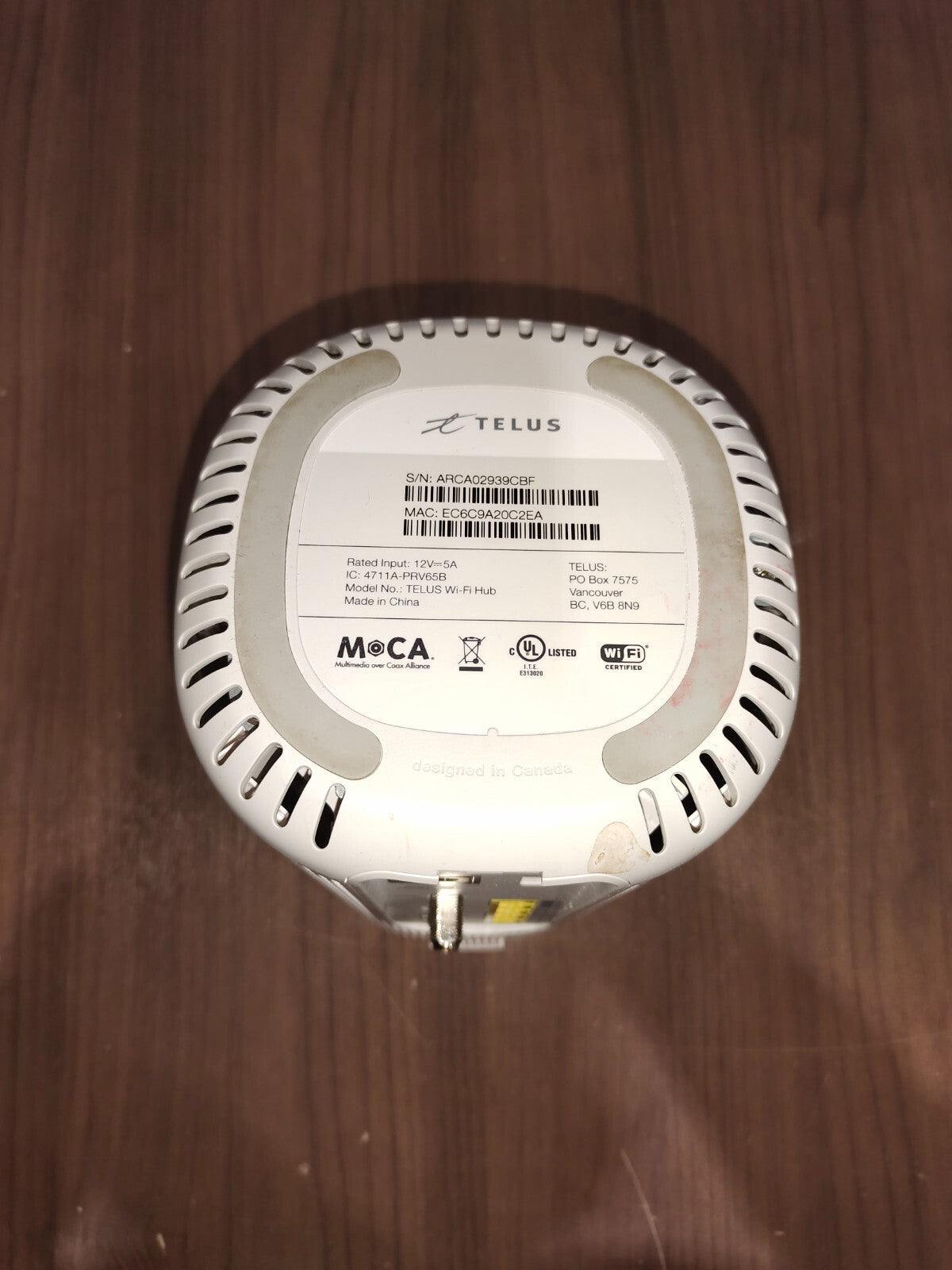 TELUS WIFI HUB ARCADYAN ROUTER