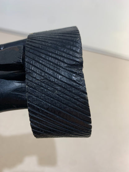 Ebony Wood Bust Carved African Art Tribal Warrior Head Sculpture.