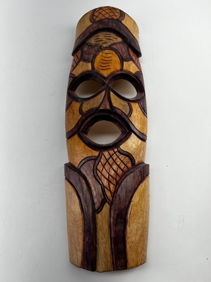 African Wood Hand Carved Painted Tribal Ceremonial Mask