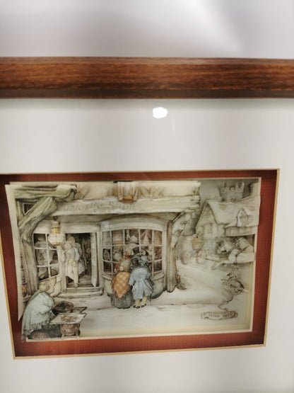 Vintage Anton pieck paper Art 3D Shadow box- "Curiosity Shop"
