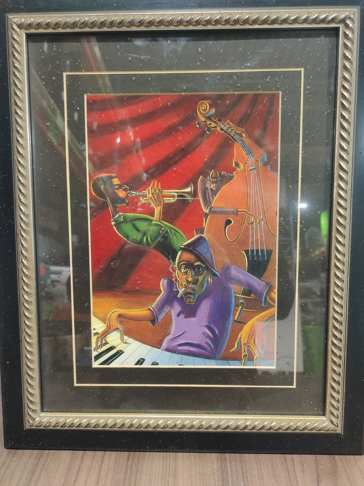 Justin Bua "Jazz Trio" Custom FRAMED African American Art Urban Painting Frame