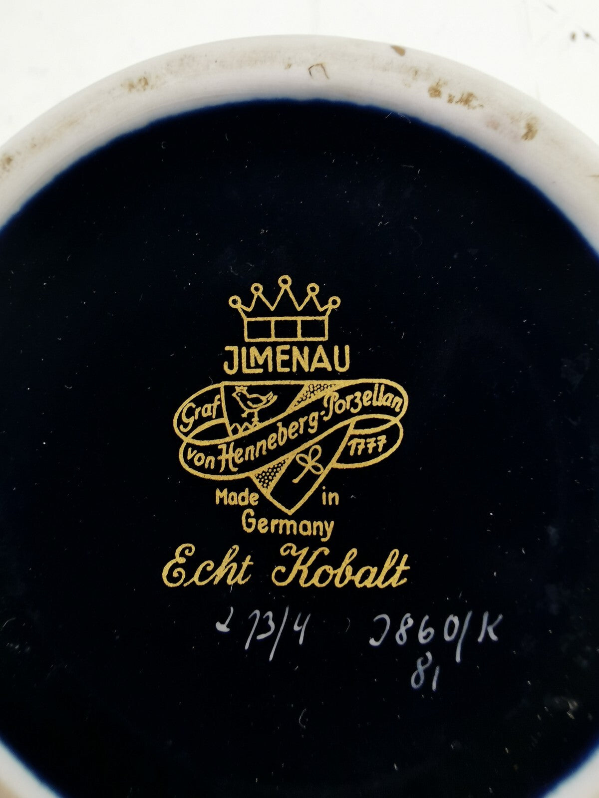 Vase cobalt blue gold iimenau 1960s