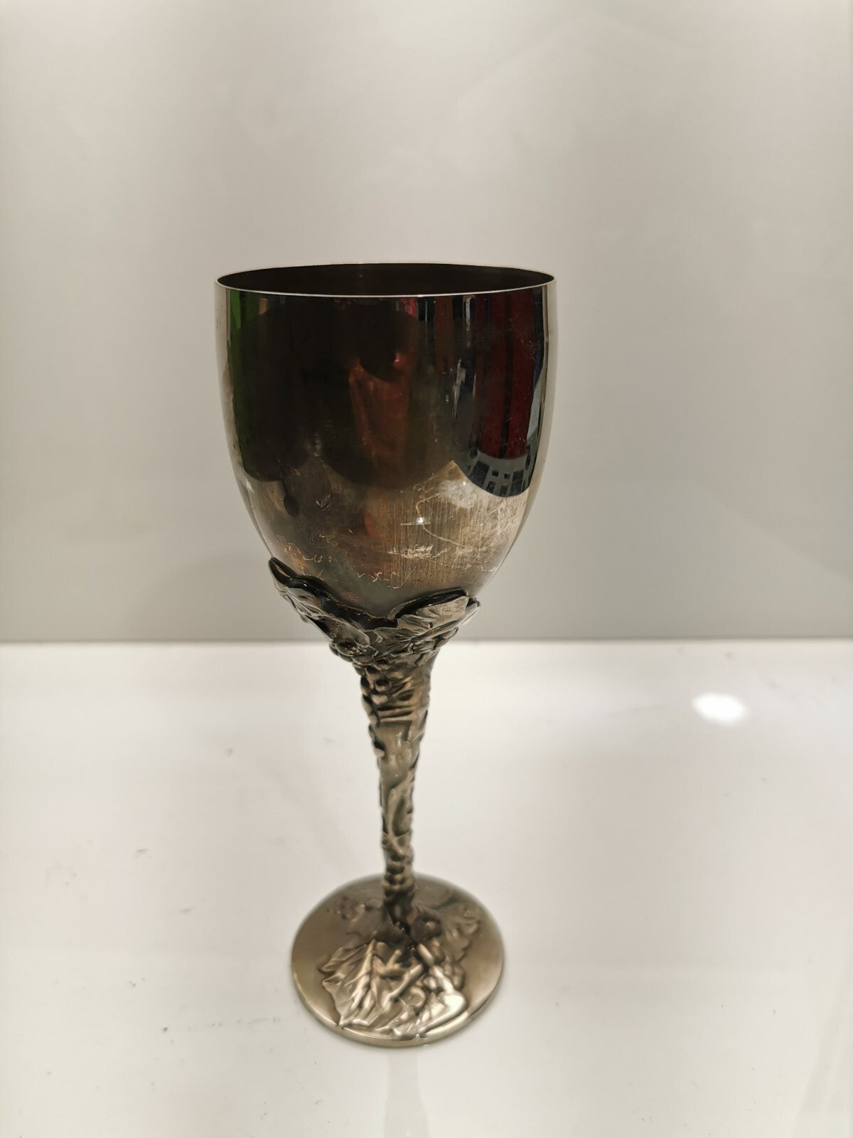 Two Godinger Silver Art Co. Sliver Tone Grape Vine Globlet Chalice Wine Cup