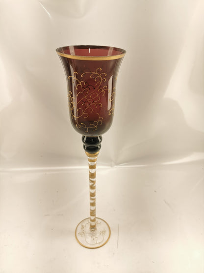 Vintage Red Air Twisted Stem Flared Wine Glass