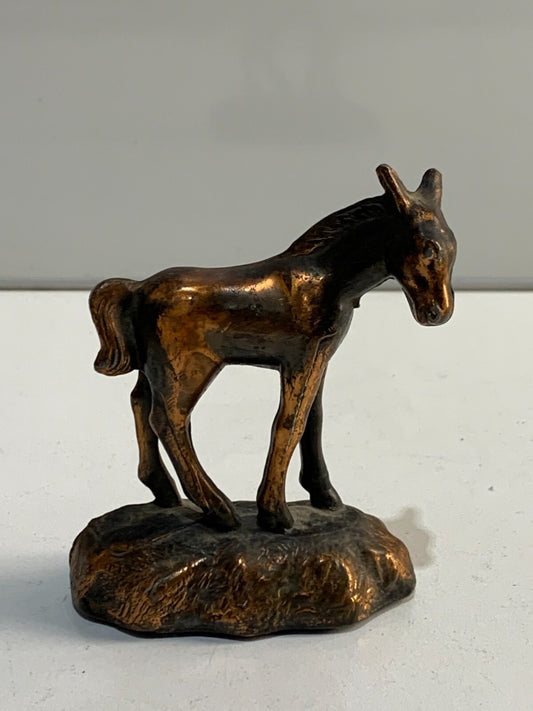 Vintage Cast Metal Copper Tone Pony Horse Foal Figurine