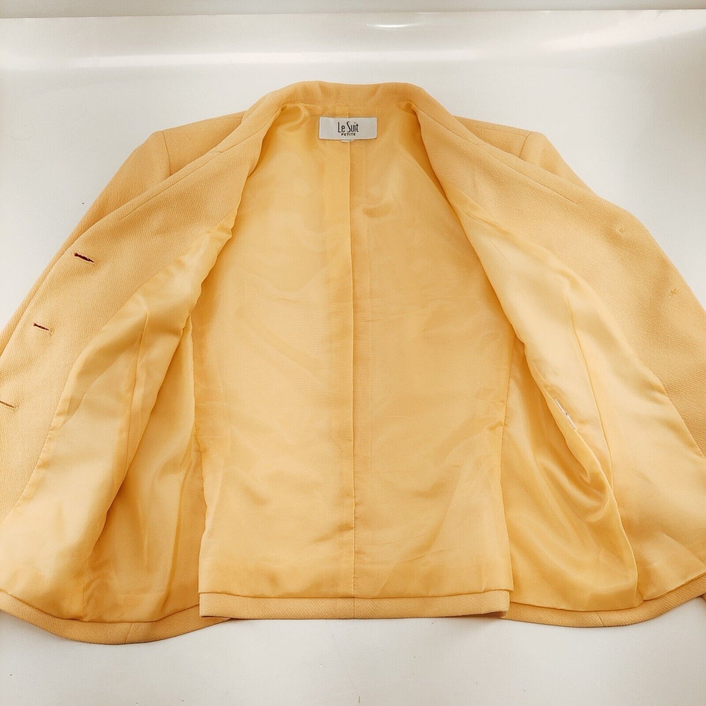 Le Suit Petite Vintage Butter Yellow Blazer