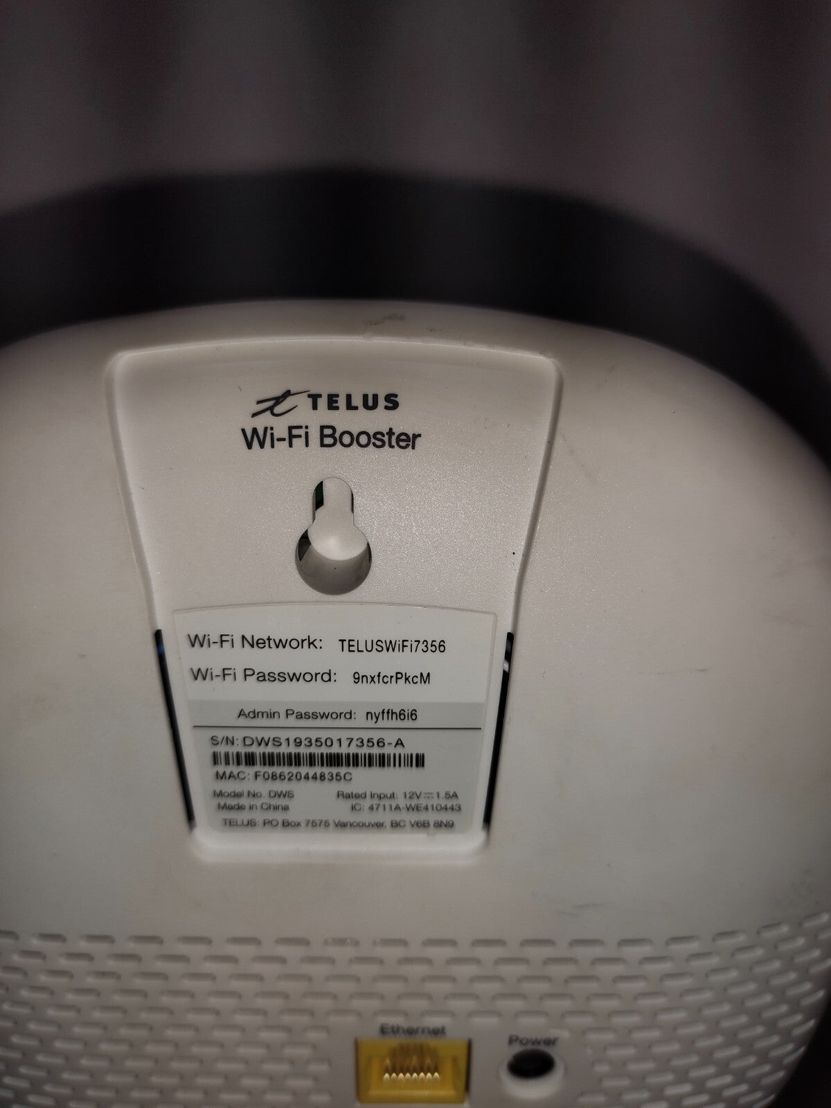 Telus WiFi Booster Model DWS - NO A/C PWR ADAPTER - 4