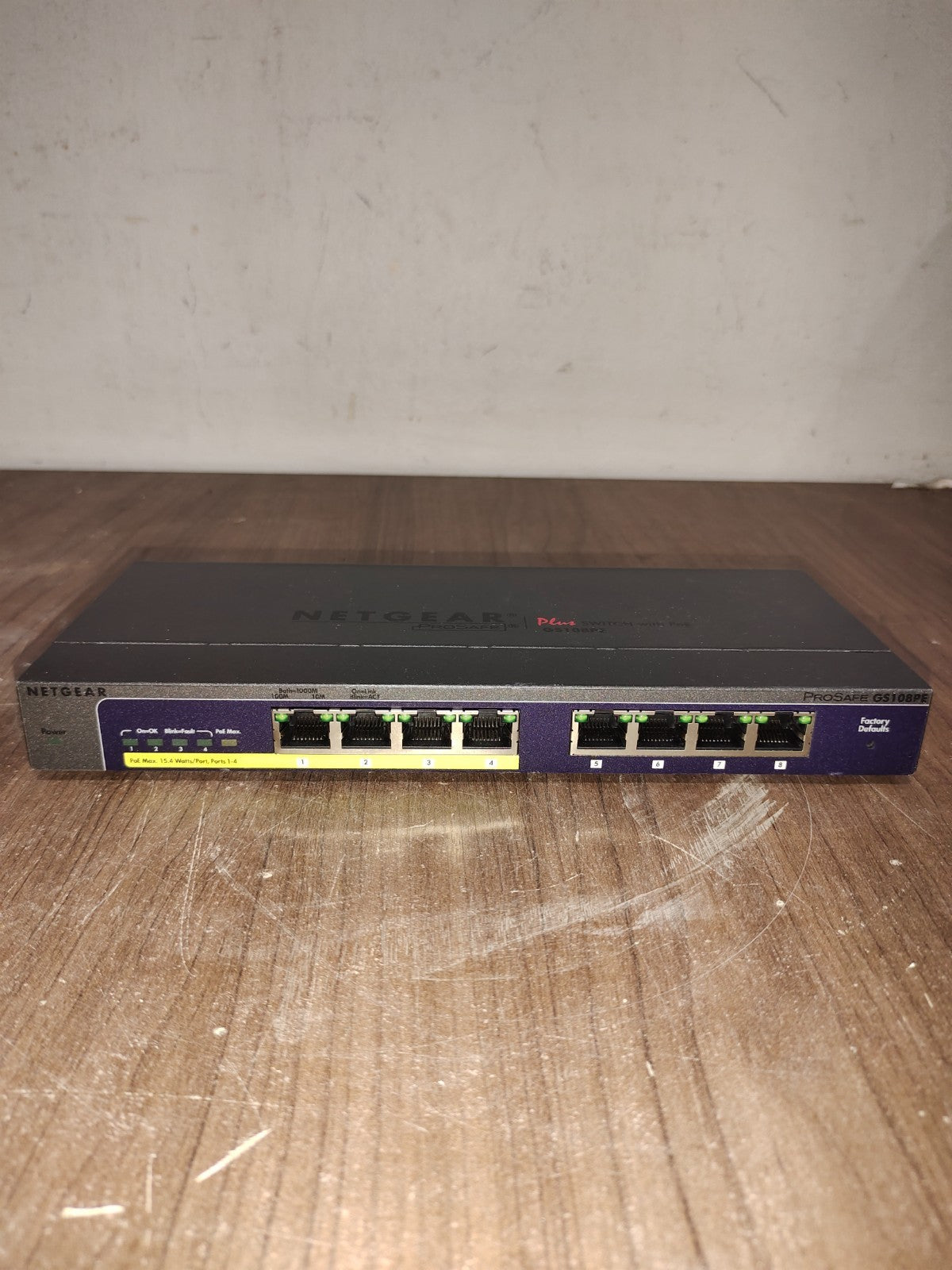 NETGEAR ProSafe 8-Port Ethernet Plus Switch With 4 Port POE - Model - GS108PE