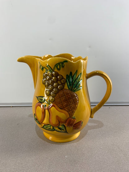 California Pottery Raised Fruit Design Pitcher