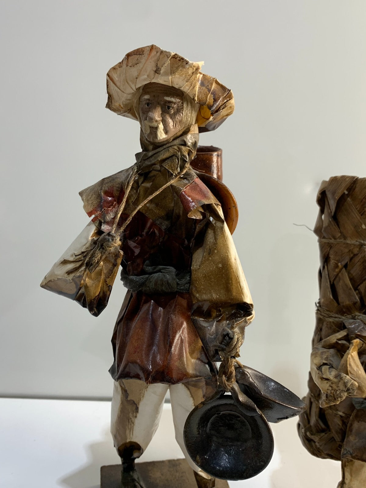 Vintage Mexican Folk Art Paper Mache Man and Woman Figures.