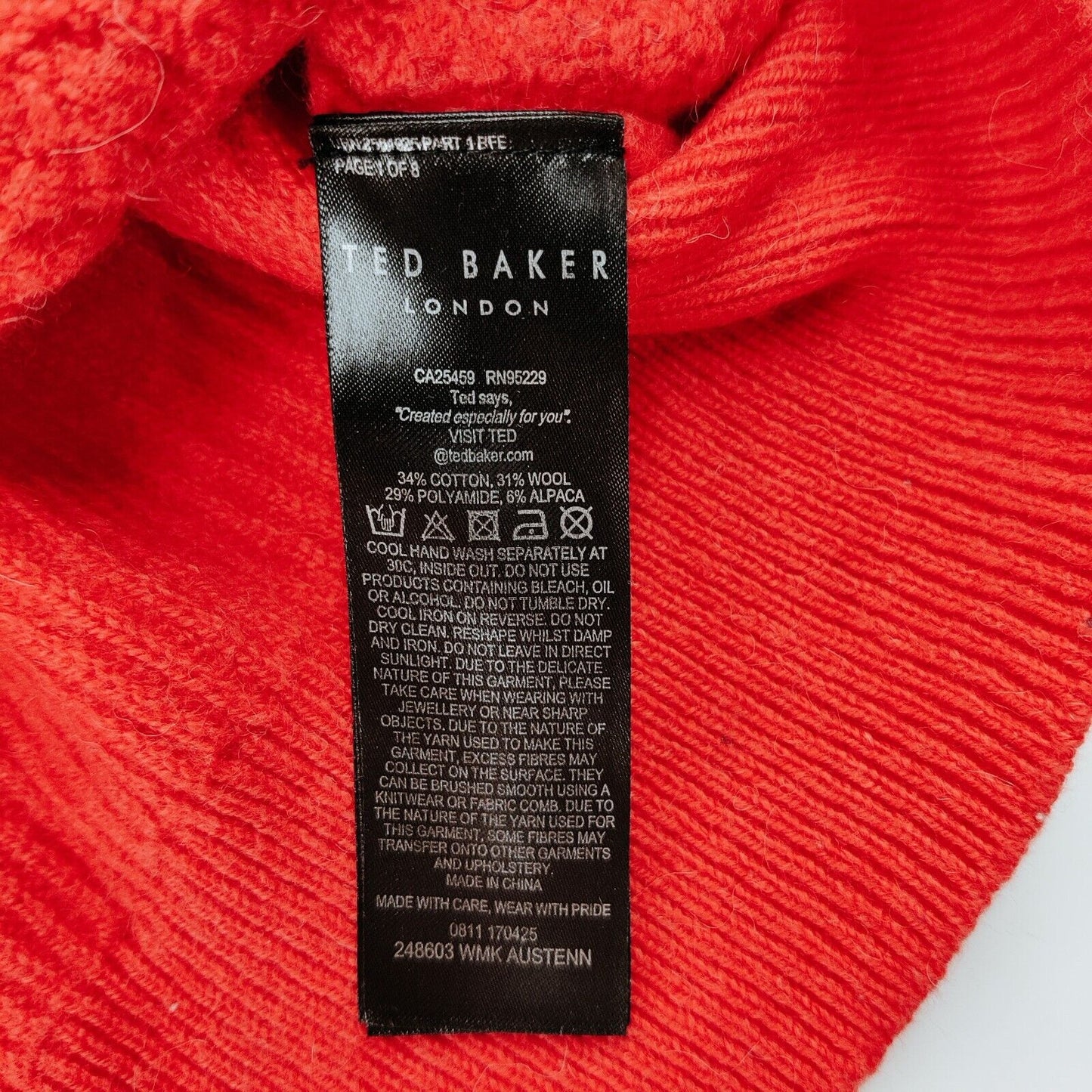 Ted Baker Coral Knit Sweater Women's Size 1