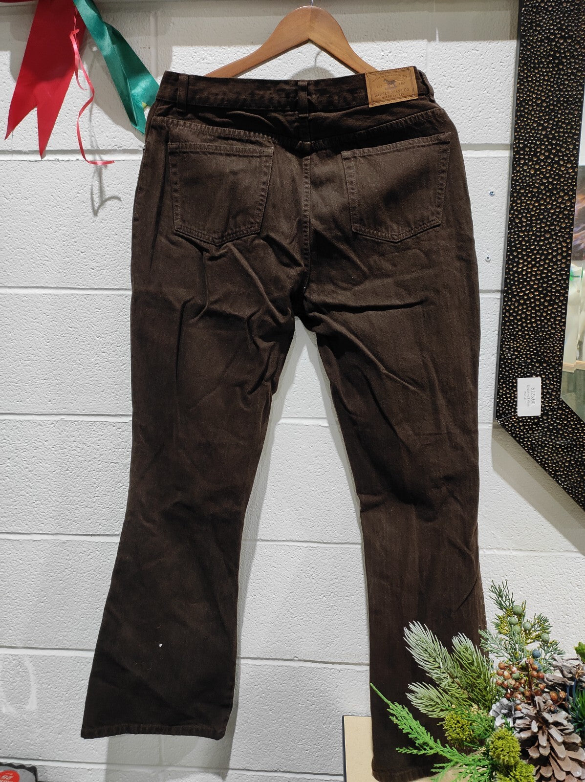 Vintage Lauren Jean Co Women's Size 10p Brown Beaded Curvy Bootcut Denim Jeans