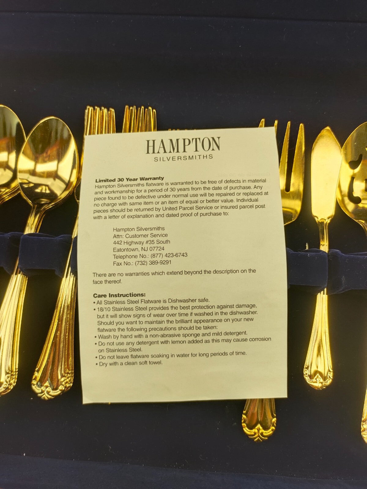 Hampton Silversmiths Stainless 215 Flatware Set, Gold Toned, 36 Pieces