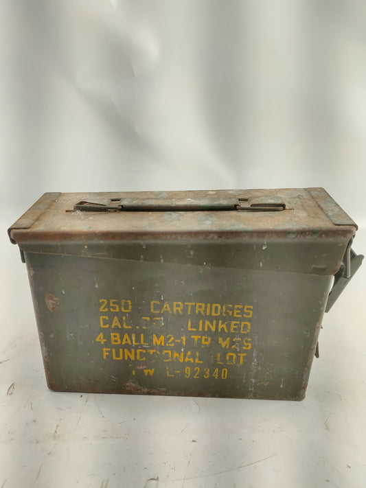 VTG US Army Military Ammo Box Crate Empty 250 Cal Cartridges