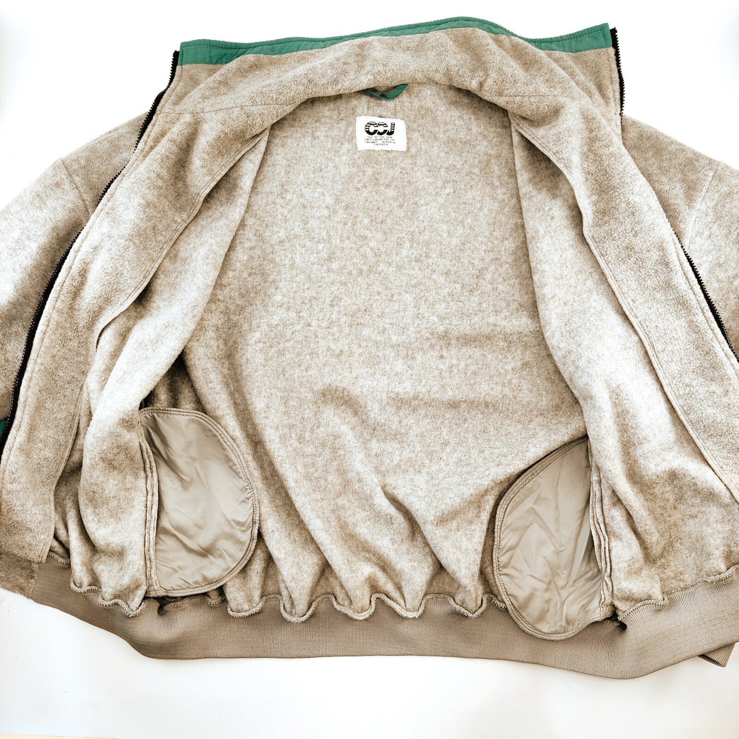 Vintage CCJ Bomber Style Grey and Teal Fleece Men's XL