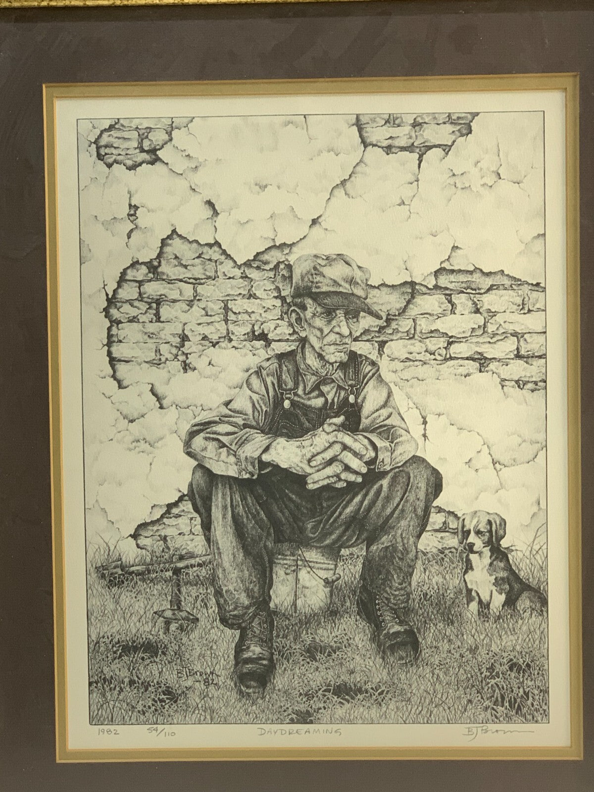 Bernie Brown "DAYDREAMING" Art Framed Print 1982, 54/110